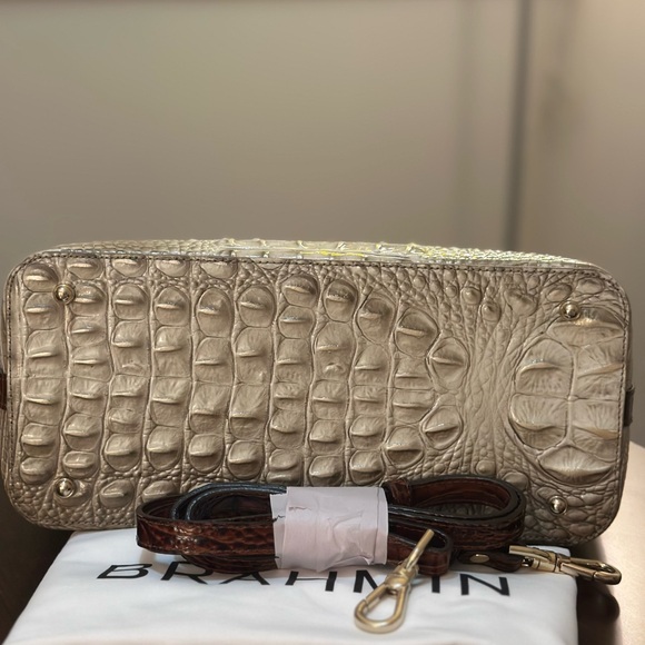 Brahmin Brown and Tan Crocodile Embossed Satchel - Picture 6 of 8